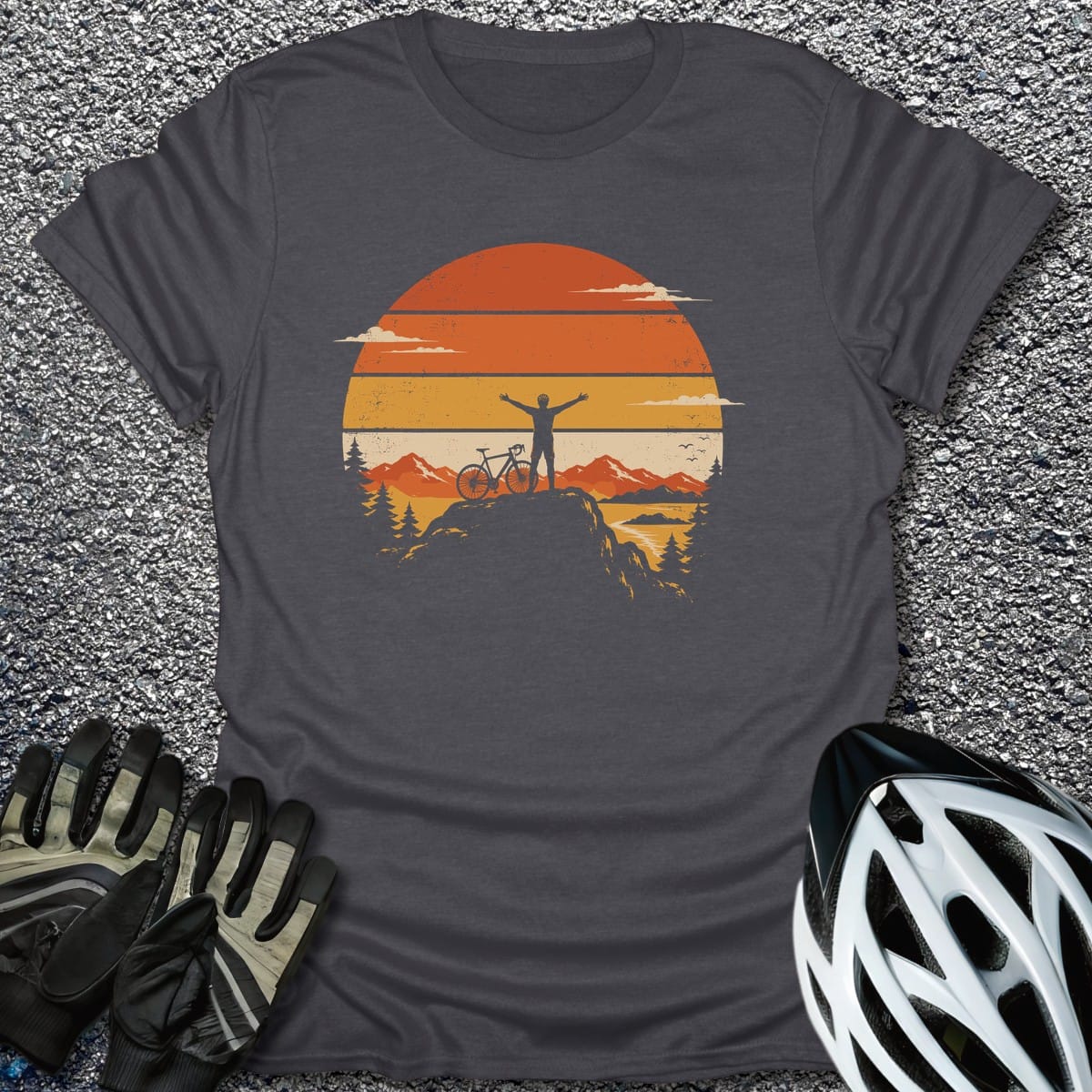 Peak Rider T-Shirt in Dark Heather / S from CycleTees