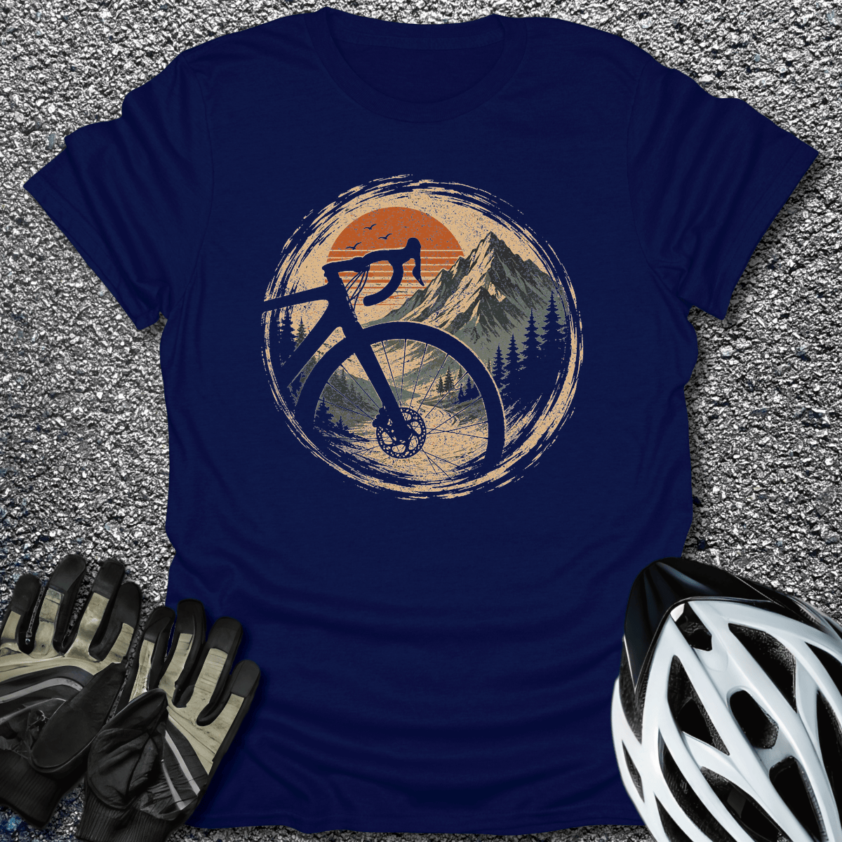 Peak Wheel Badge T-Shirt in Navy / S from CycleTees