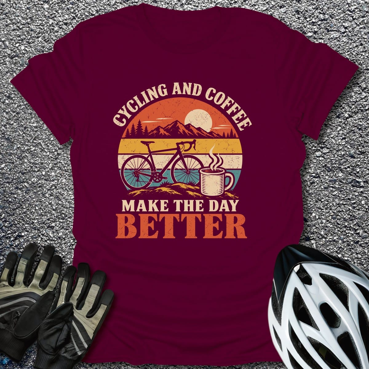 Pedal And Brew T-Shirt in Maroon / S from CycleTees