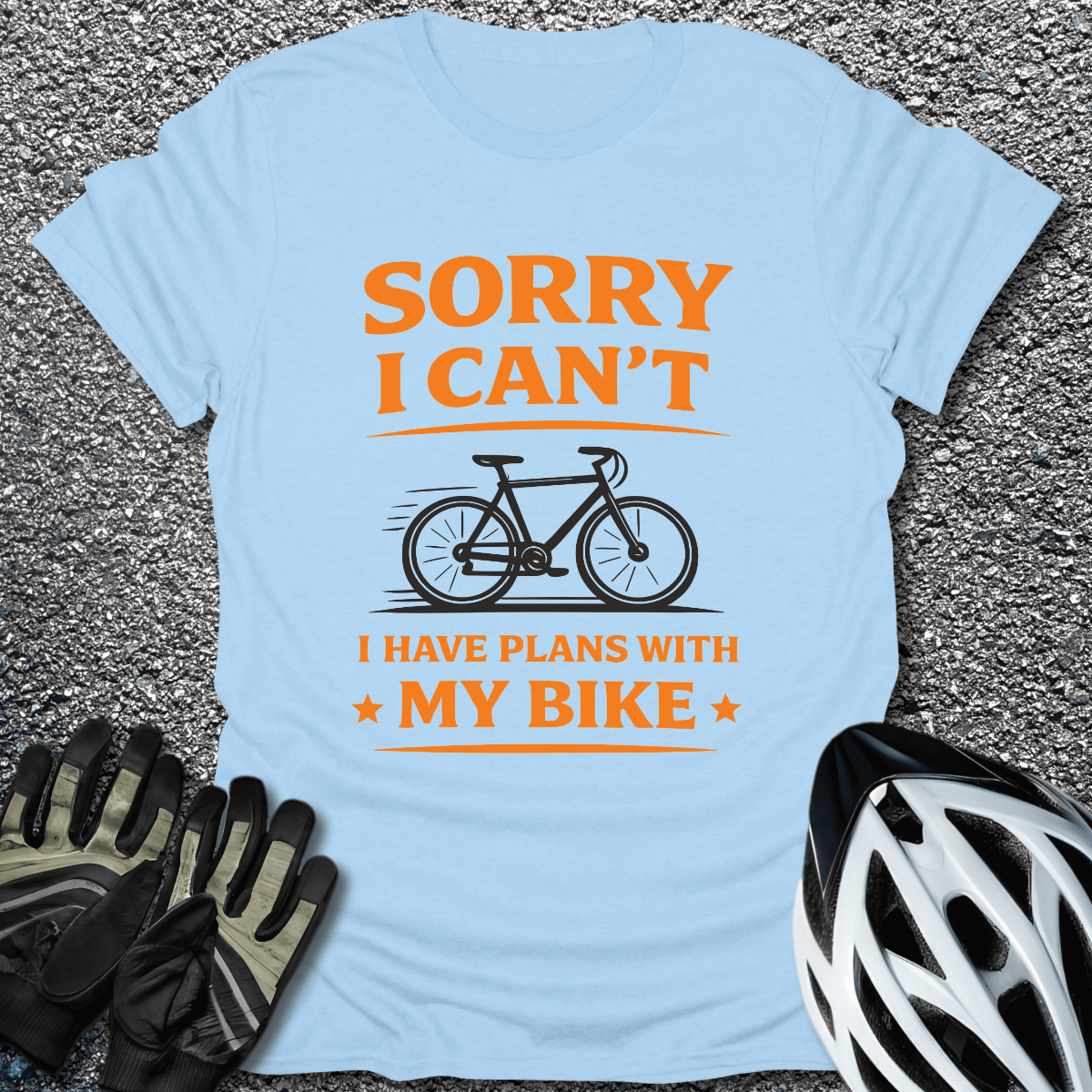 Plans With My Bike T-Shirt in Light Blue / S from CycleTees