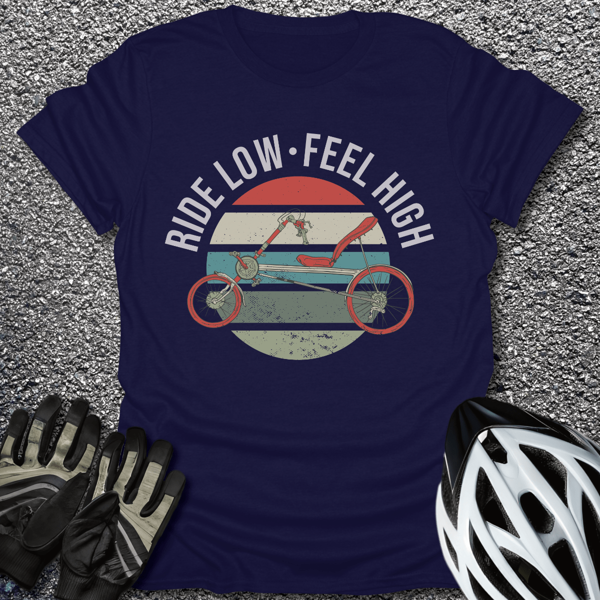 Recumbent Bike T-Shirt in Navy / S from CycleTees