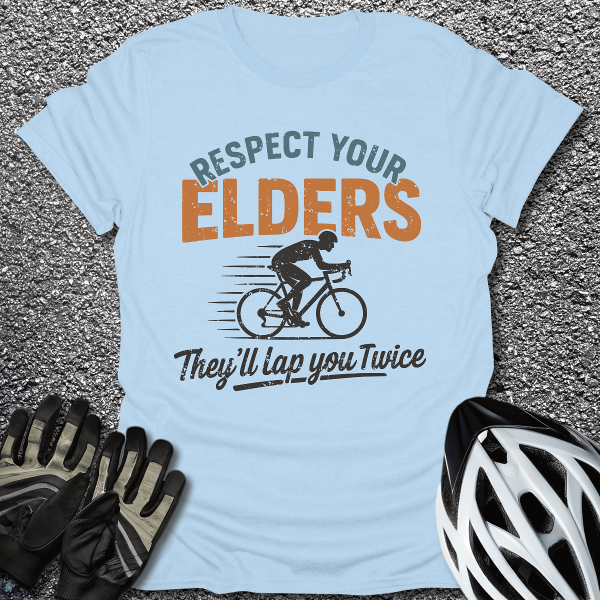 Respect Your Elders T-Shirt in Light Blue / S from CycleTees