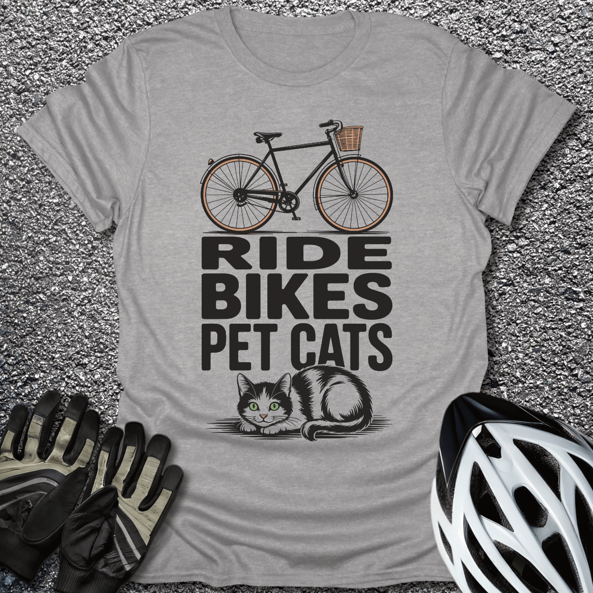 Ride Bikes Pet Cats T-Shirt in Sport Grey / S from CycleTees