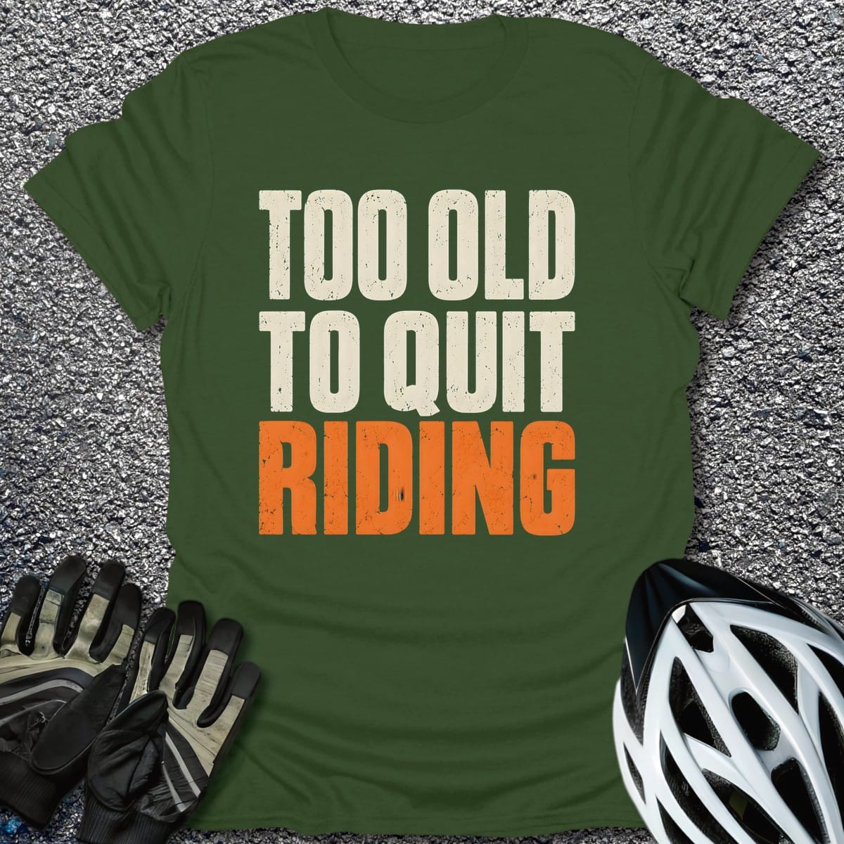 Riding Forever T-Shirt in Military Green / S from CycleTees