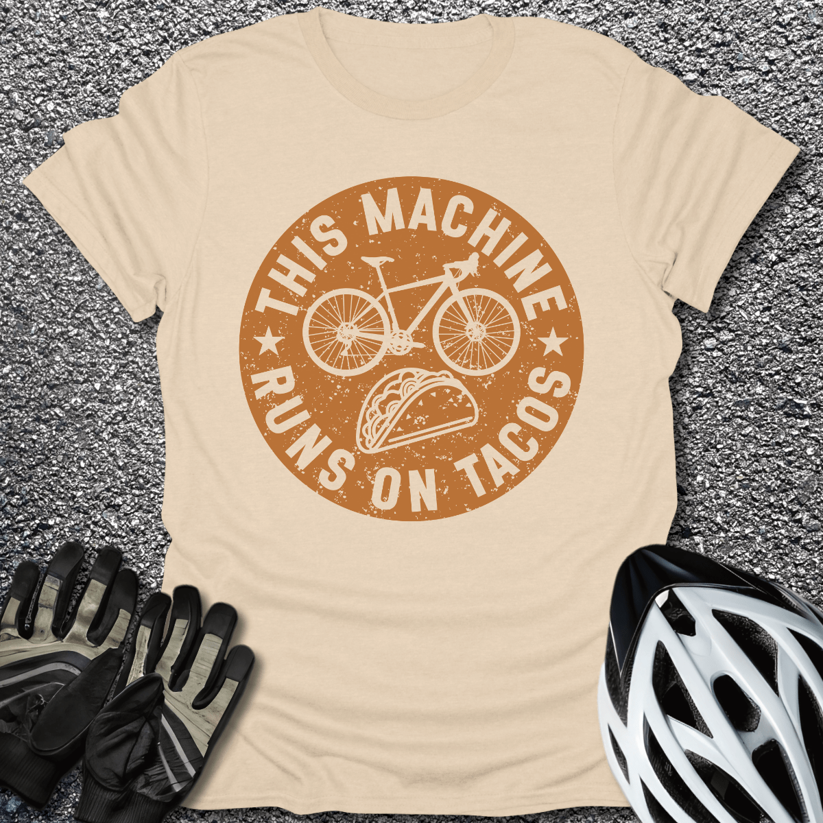 Runs on Tacos T-Shirt in Sand / S from CycleTees