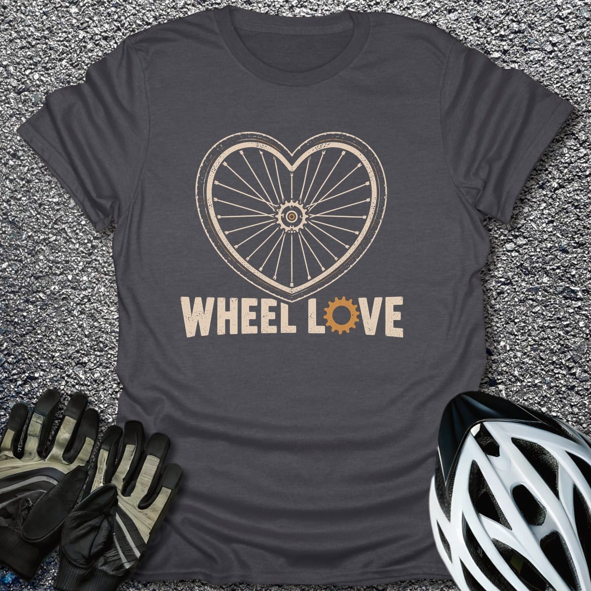 Spoke Heart T-Shirt in Dark Heather / S from CycleTees