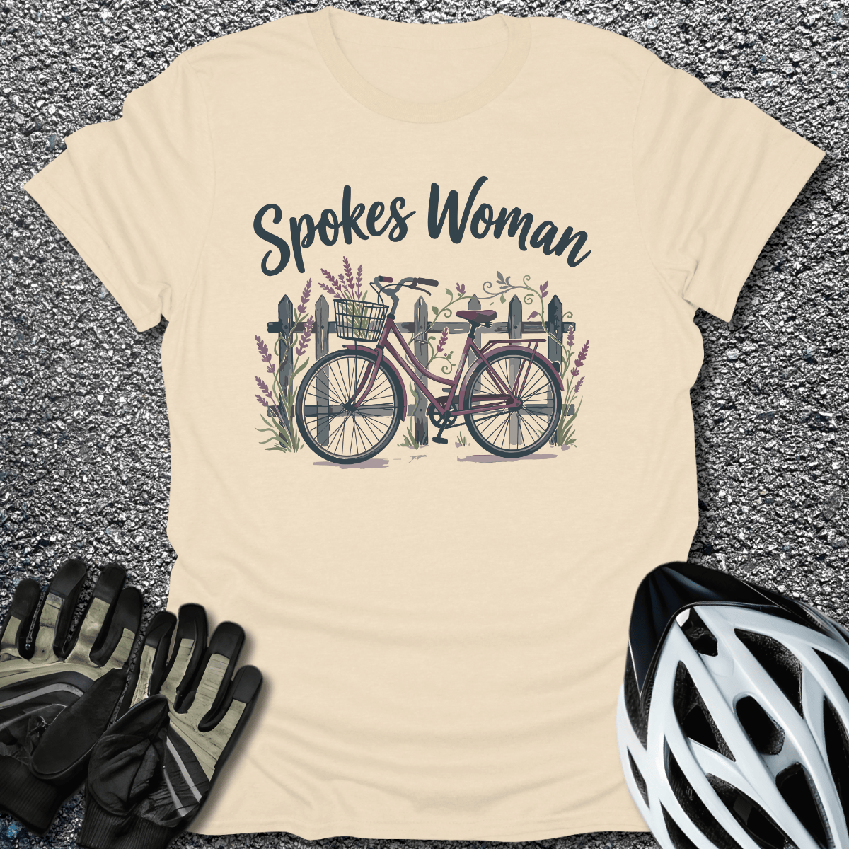 Spokes Woman Flowers T-Shirt in Natural / S from CycleTees