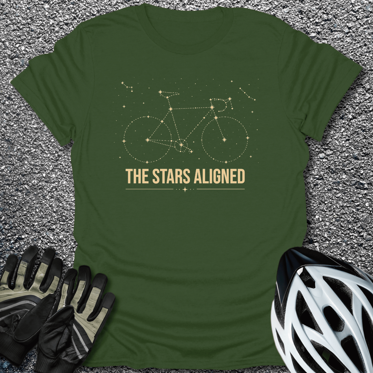 Stars Aligned T-Shirt in Military Green / S from CycleTees