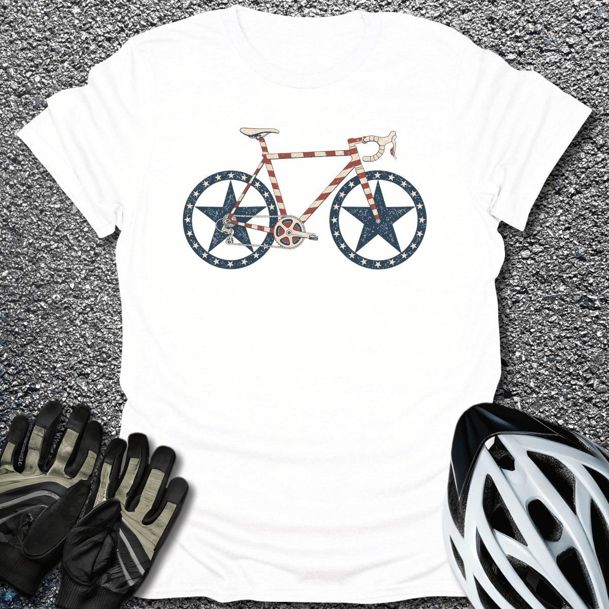 Stars And Spokes T-Shirt in White / S from CycleTees