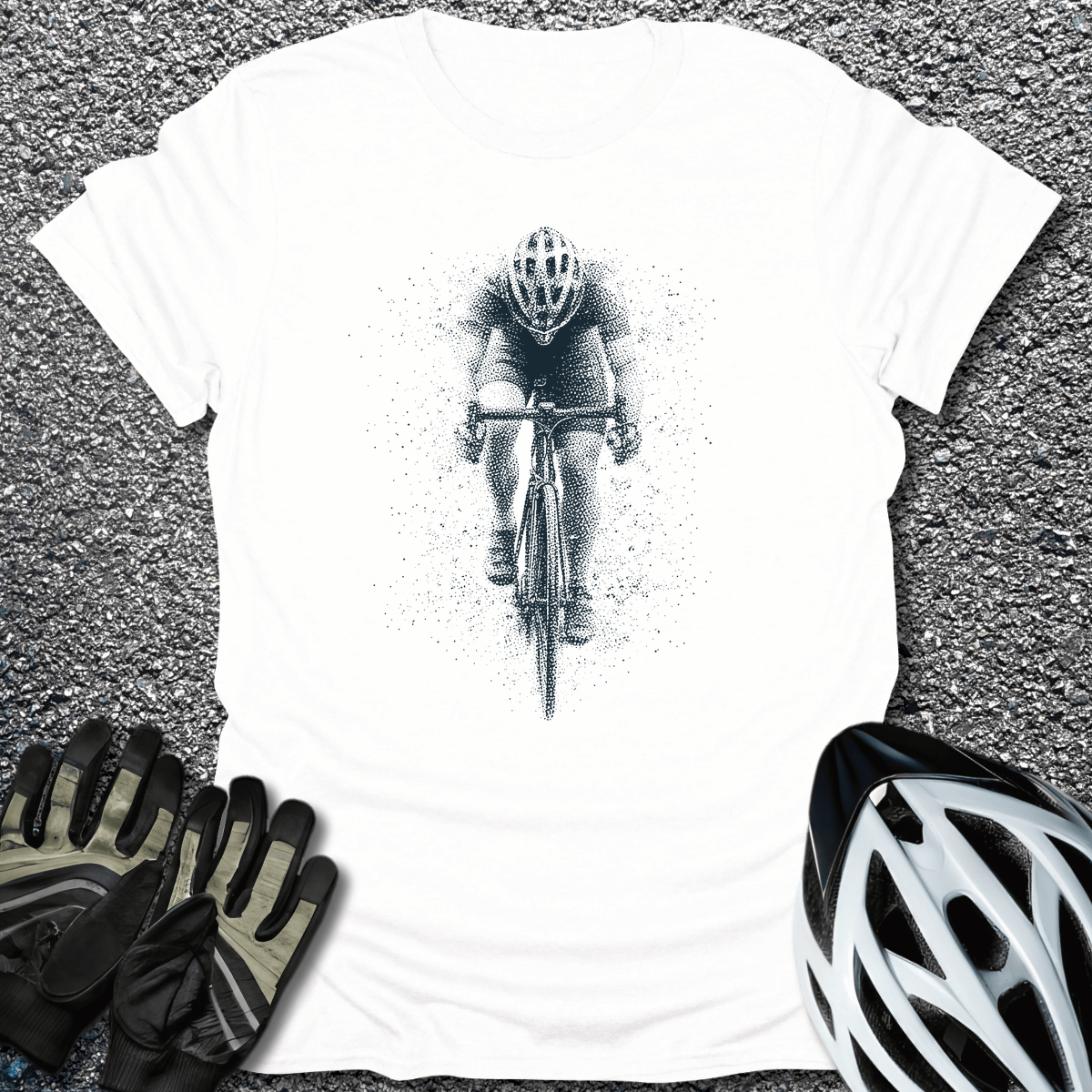 Stipple Rider T-Shirt in White / S from CycleTees