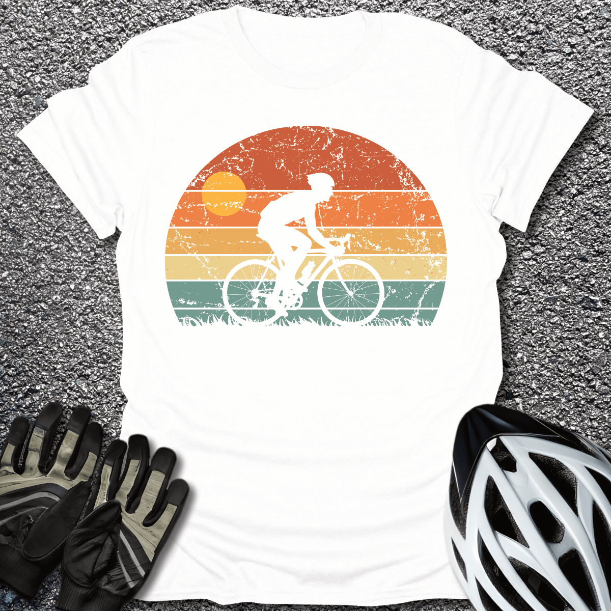 Sunset Ride T-Shirt in White / S from CycleTees