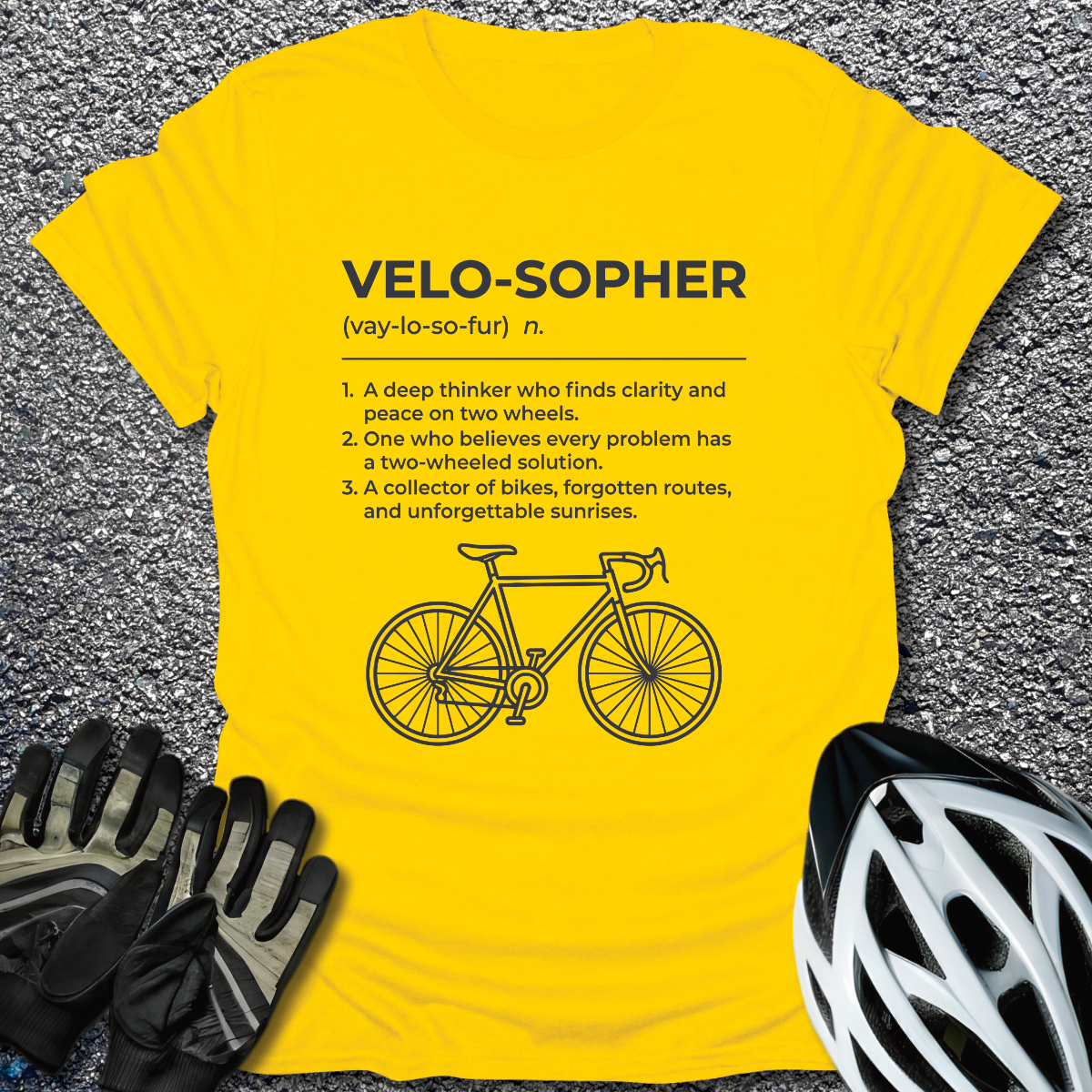 The Velo-Sopher T-Shirt in Daisy / S from CycleTees