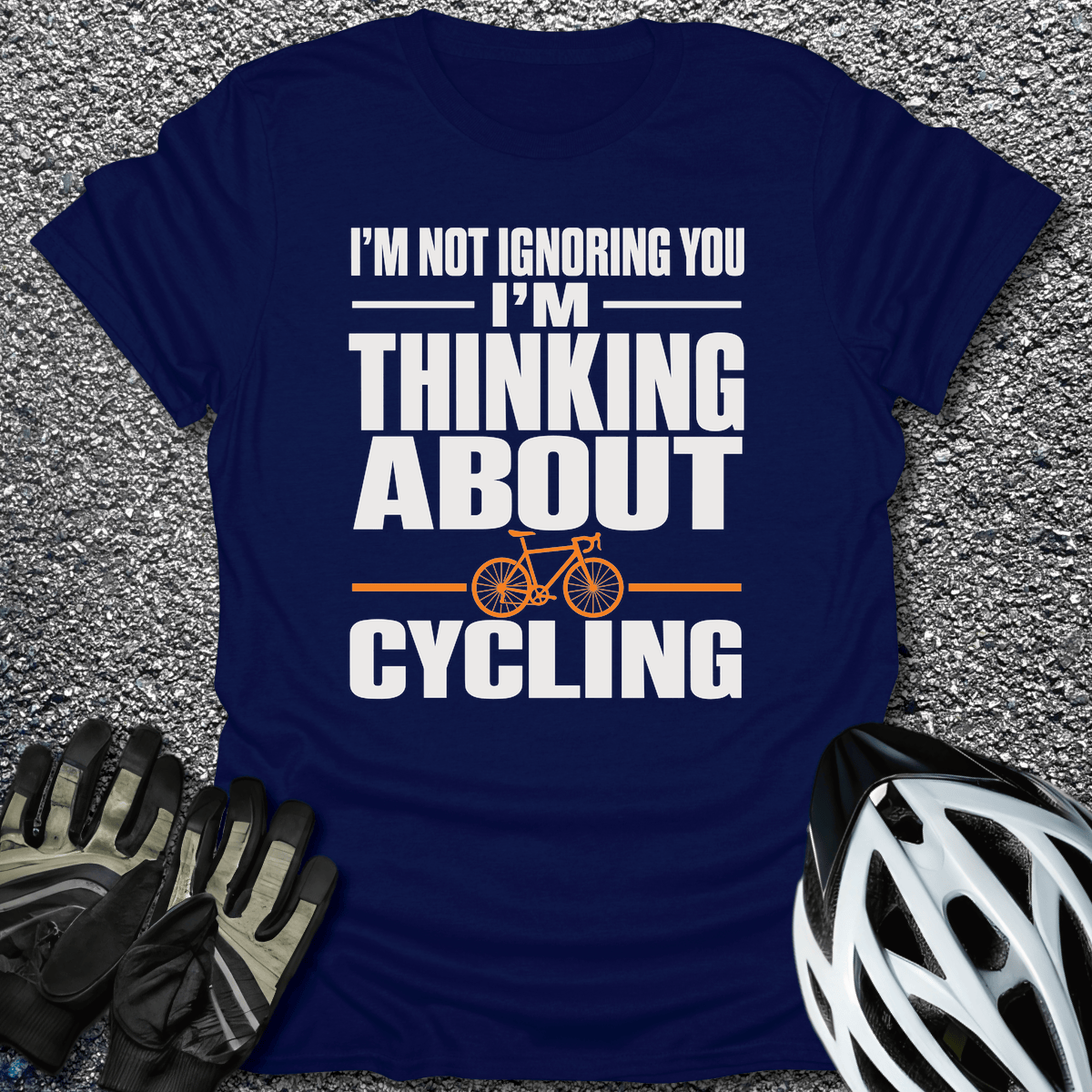 Thinking About Cycling T-Shirt in Navy / S from CycleTees
