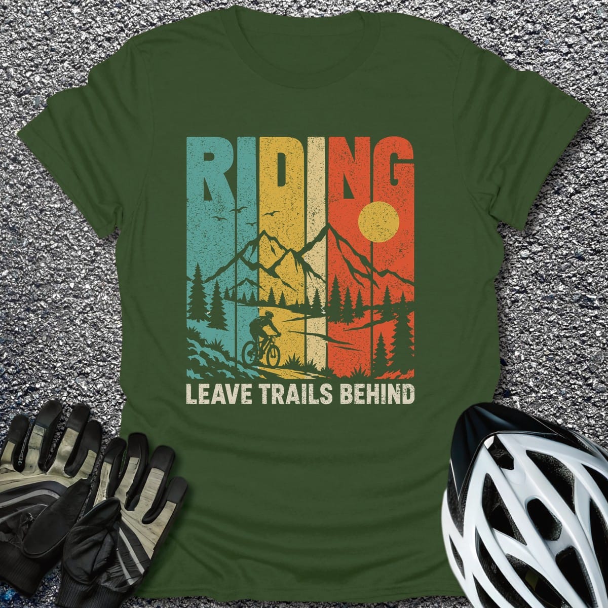 Trails Behind T-Shirt in Military Green / S from CycleTees