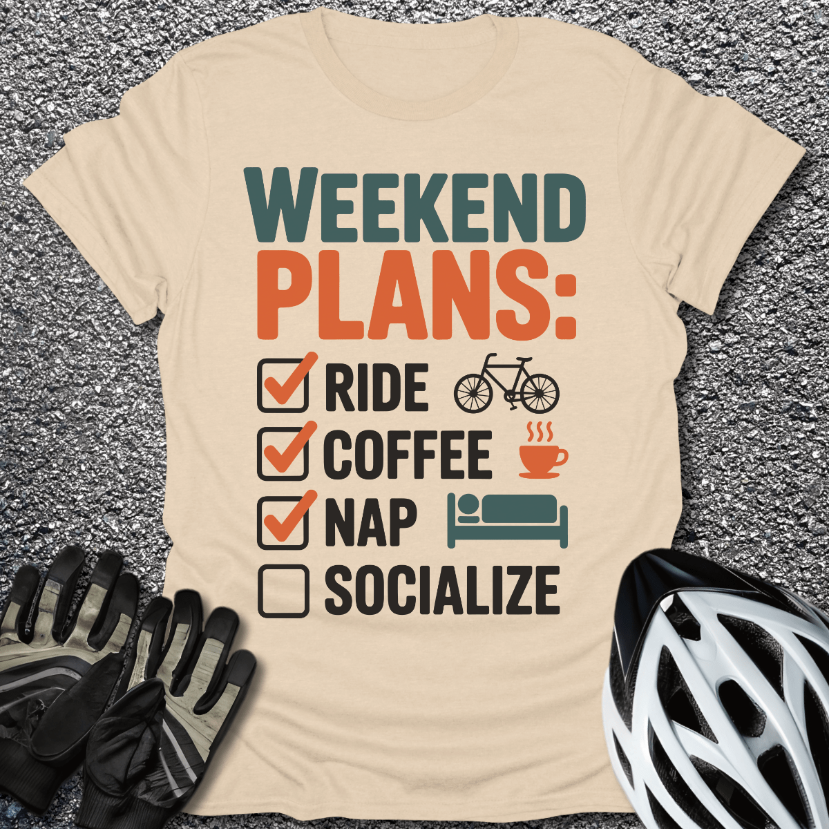 Weekend Plans T-Shirt in Sand / S from CycleTees
