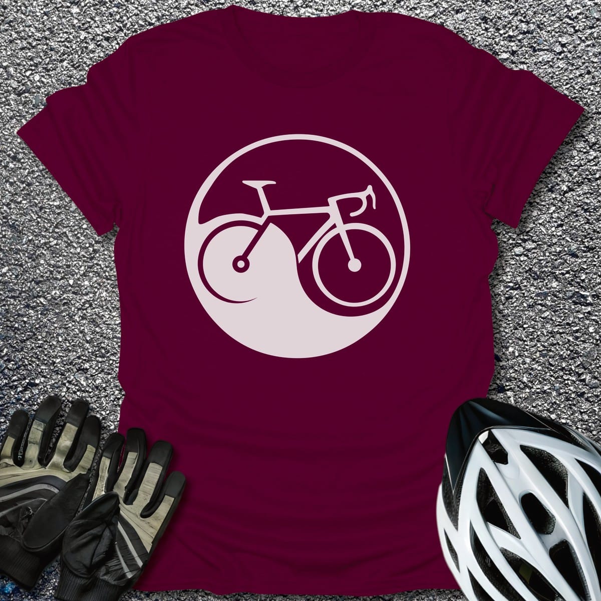 Yin Yang Wheels T-Shirt in Maroon / S from CycleTees