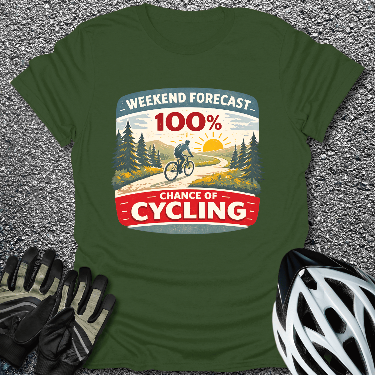 100% Chance T-Shirt in Military Green / S from CycleTees