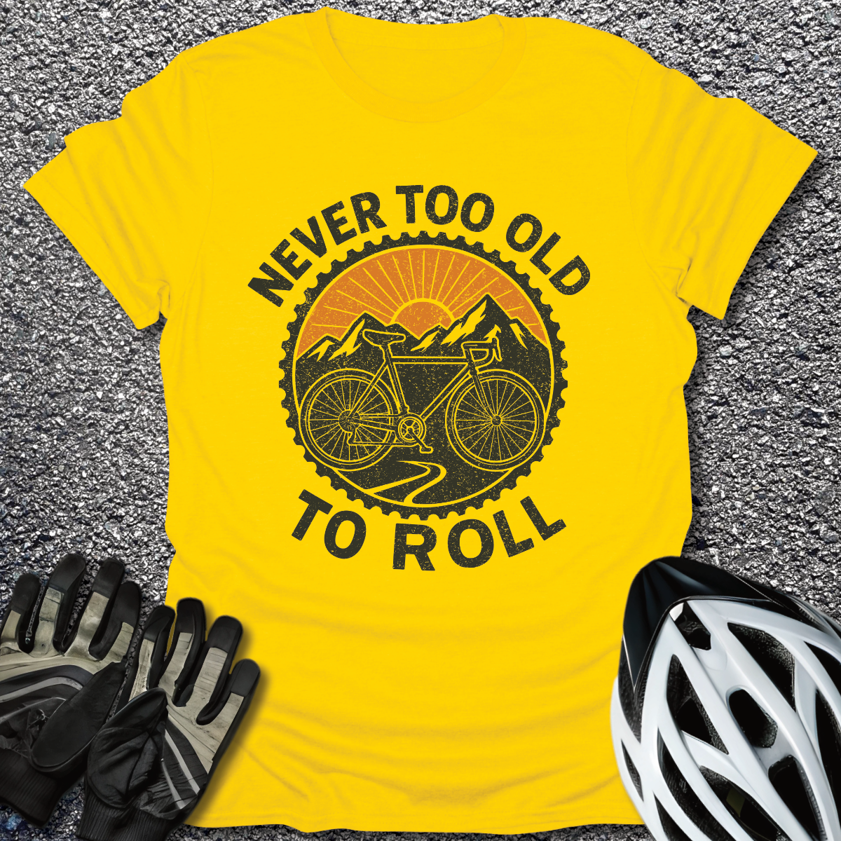 Never Too Old to Roll T-Shirt in Daisy / S from CycleTees