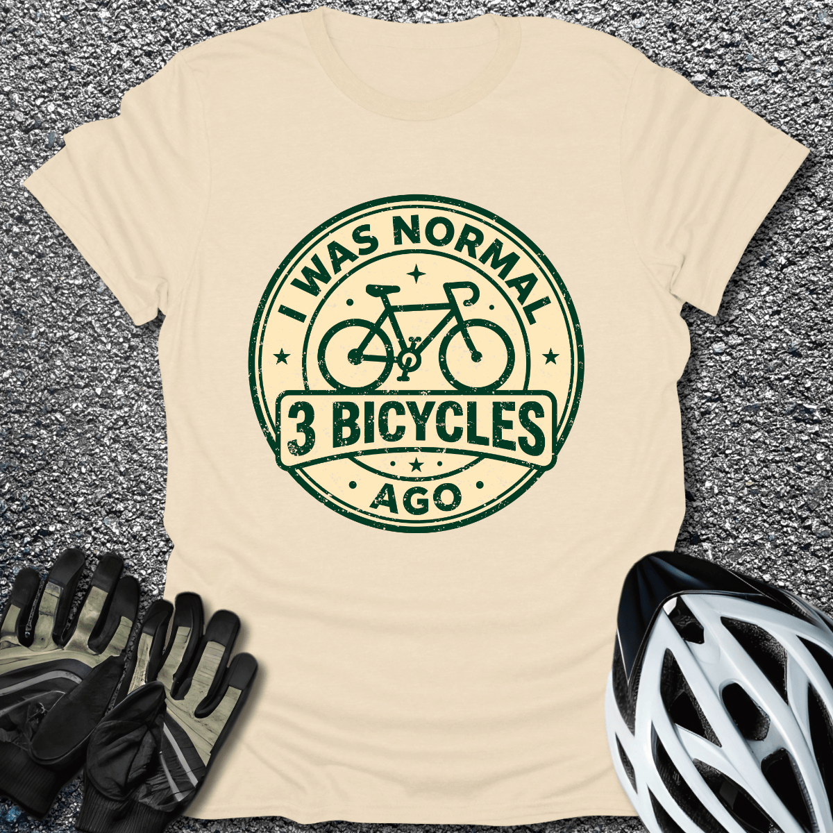 3 Bicycles Ago T-Shirt in Natural / S from CycleTees
