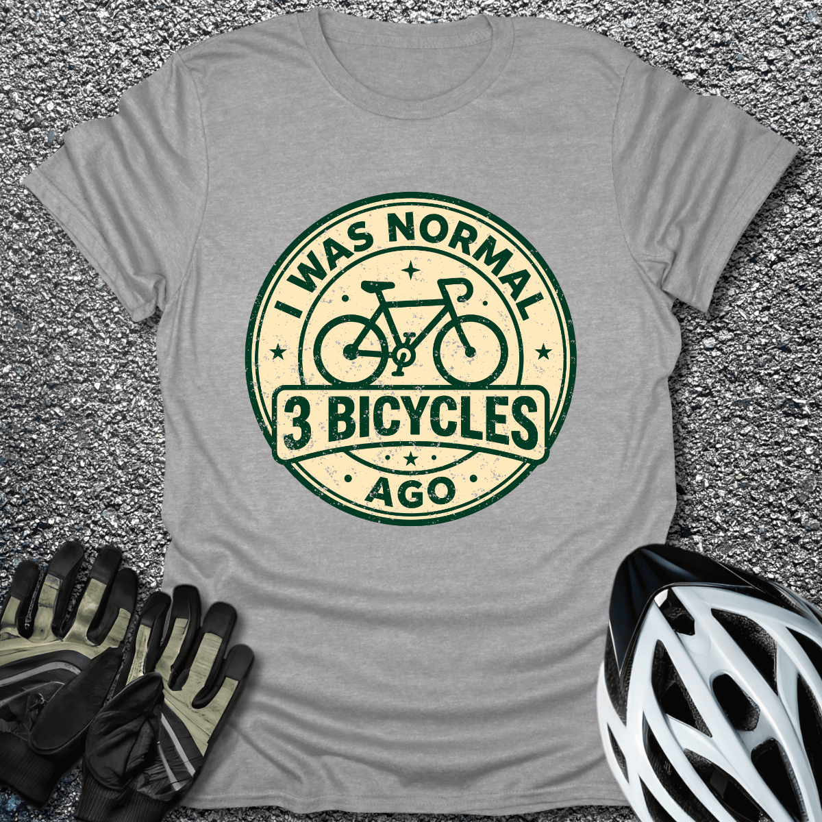 3 Bicycles Ago T-Shirt in Sport Grey / S from CycleTees