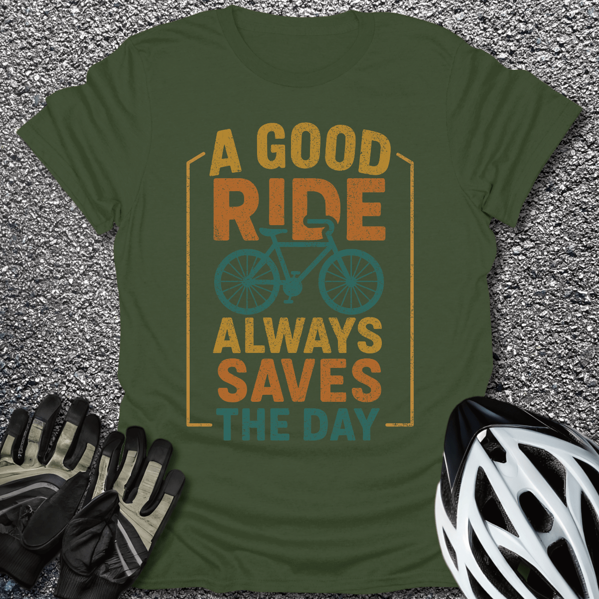 A Good Ride T-Shirt in Military Green / S from CycleTees