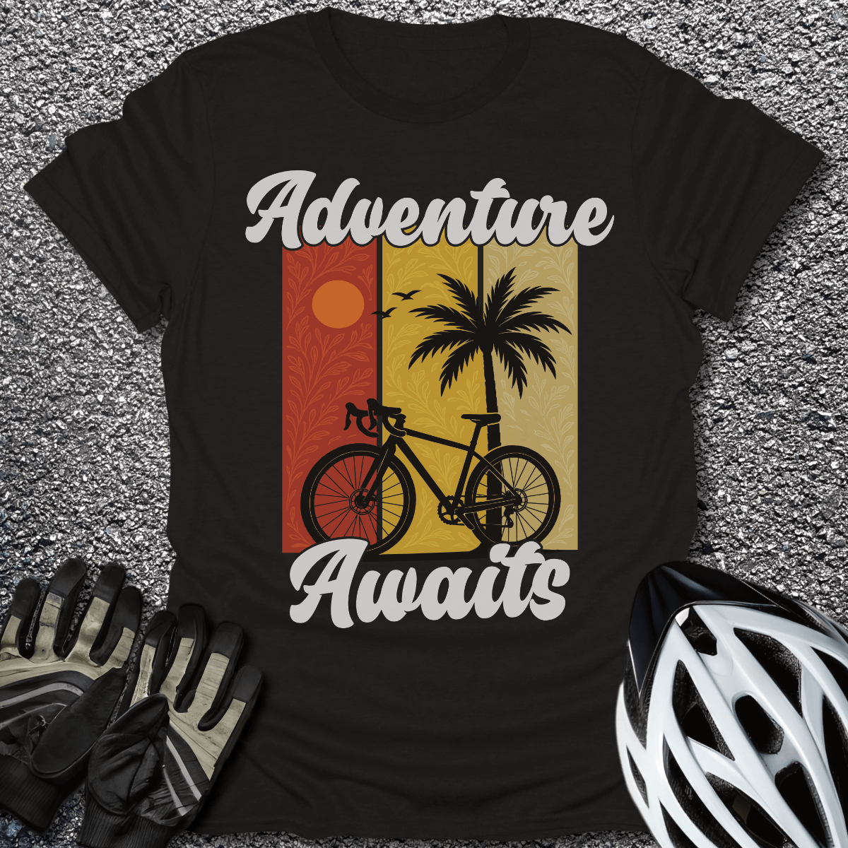 Adventure Awaits T-Shirt in Black / S from CycleTees