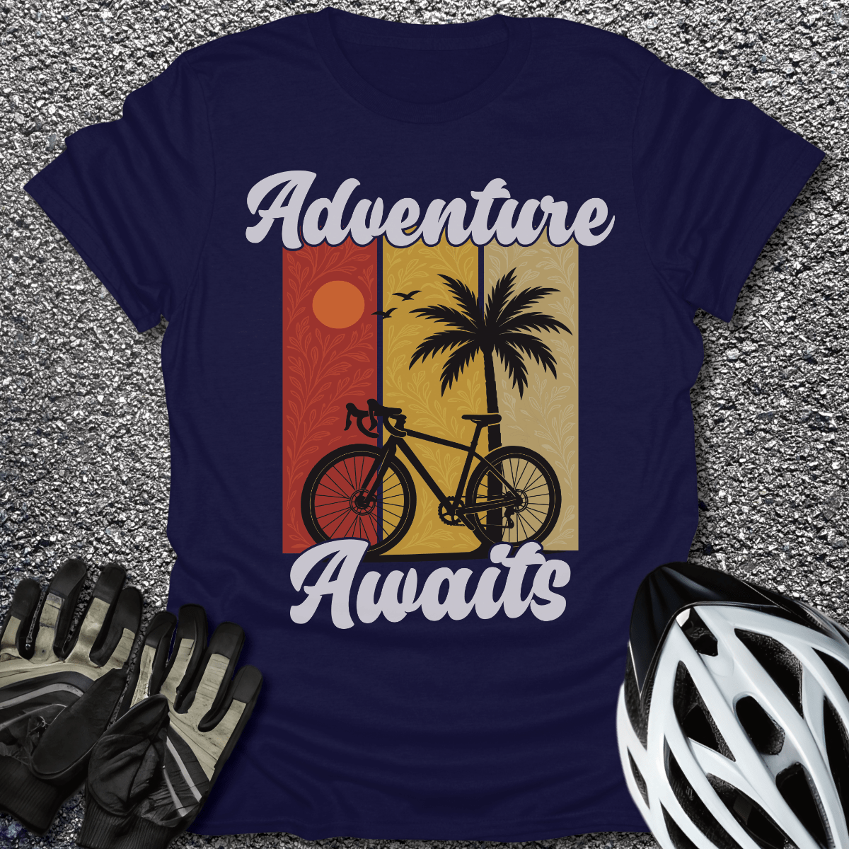 Adventure Awaits T-Shirt in Navy / S from CycleTees