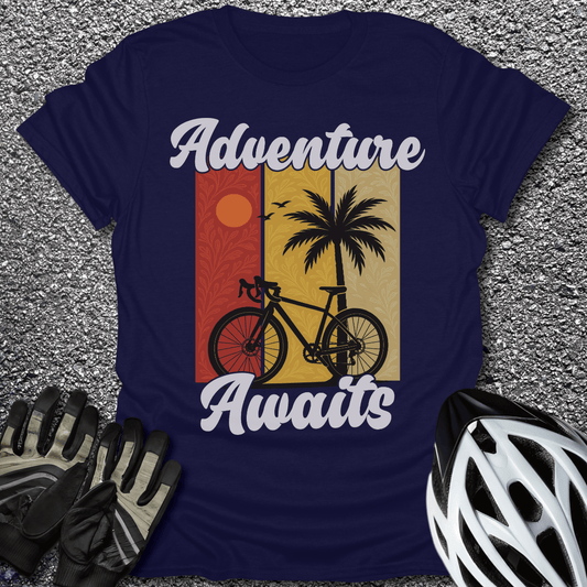 Adventure Awaits T-Shirt in Navy / S from CycleTees