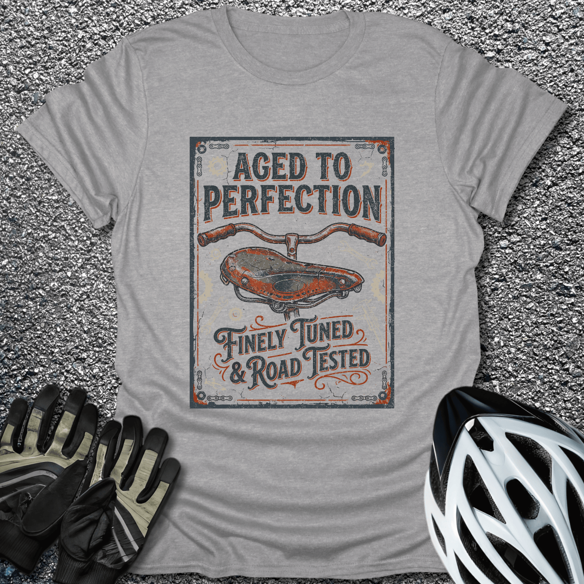 Aged to Perfection T-Shirt in Sport Grey / S from CycleTees