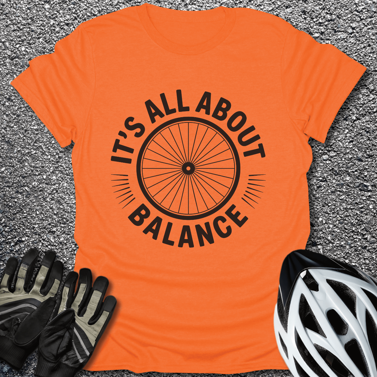 All About Balance T-Shirt in Orange / S from CycleTees