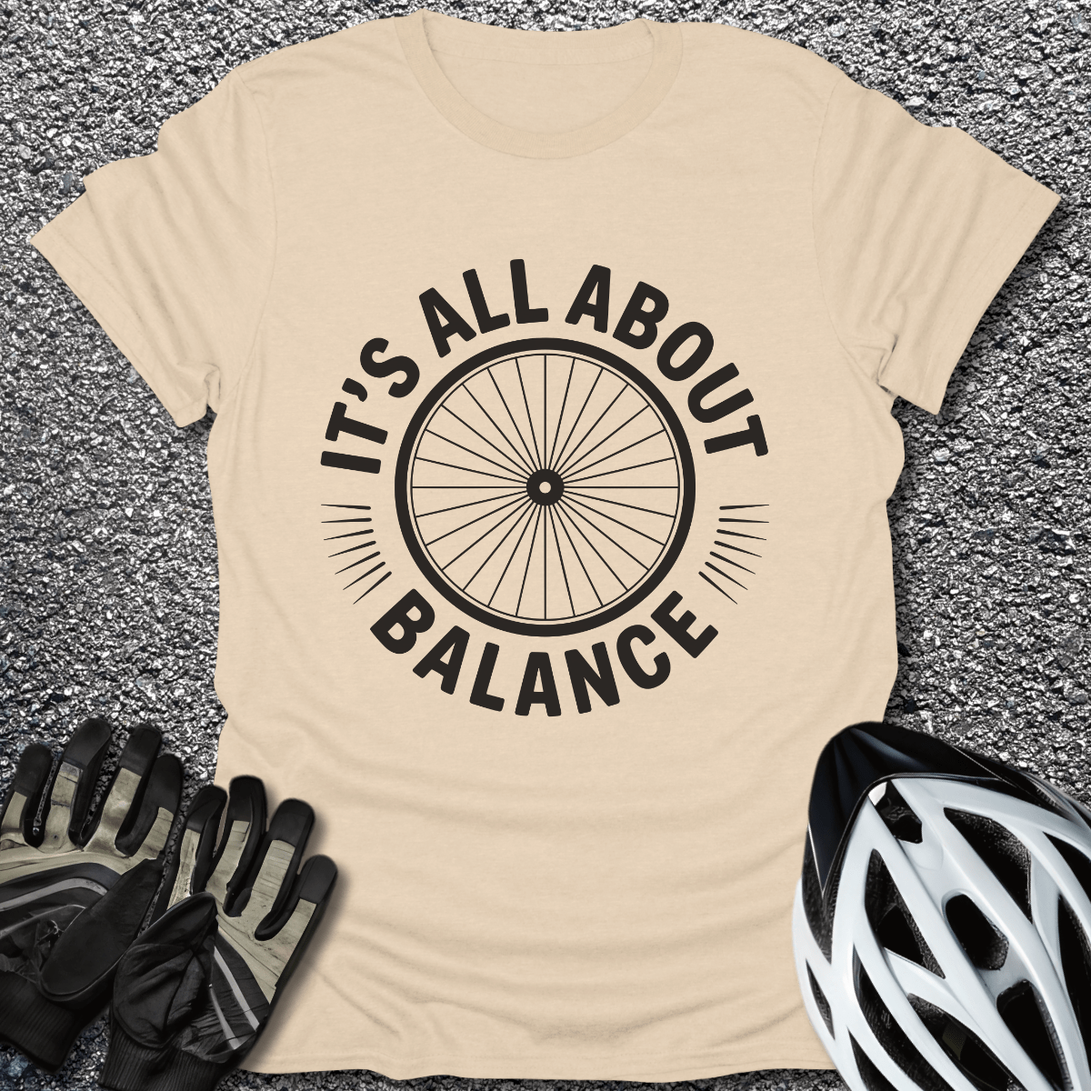All About Balance T-Shirt in Sand / S from CycleTees