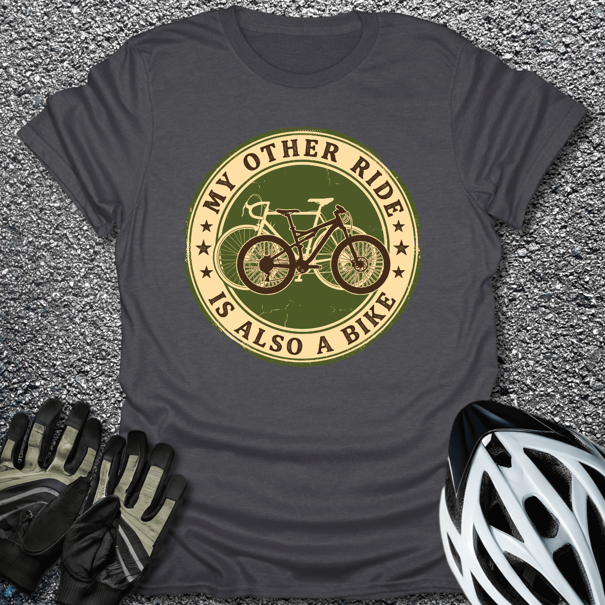 Also a Bike T-Shirt in Dark Heather / S from CycleTees