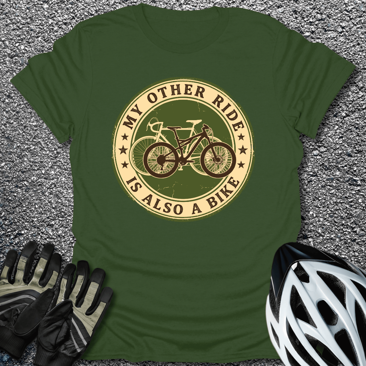 Also a Bike T-Shirt in Military Green / S from CycleTees