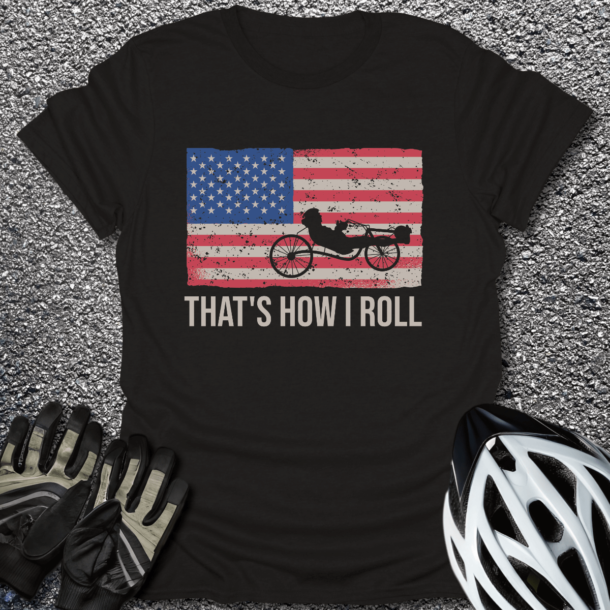 American Recumbent T-Shirt in Black / S from CycleTees