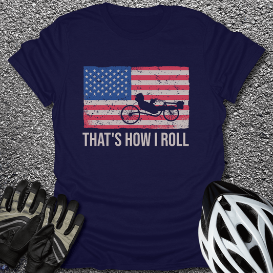 American Recumbent T-Shirt in Navy / S from CycleTees