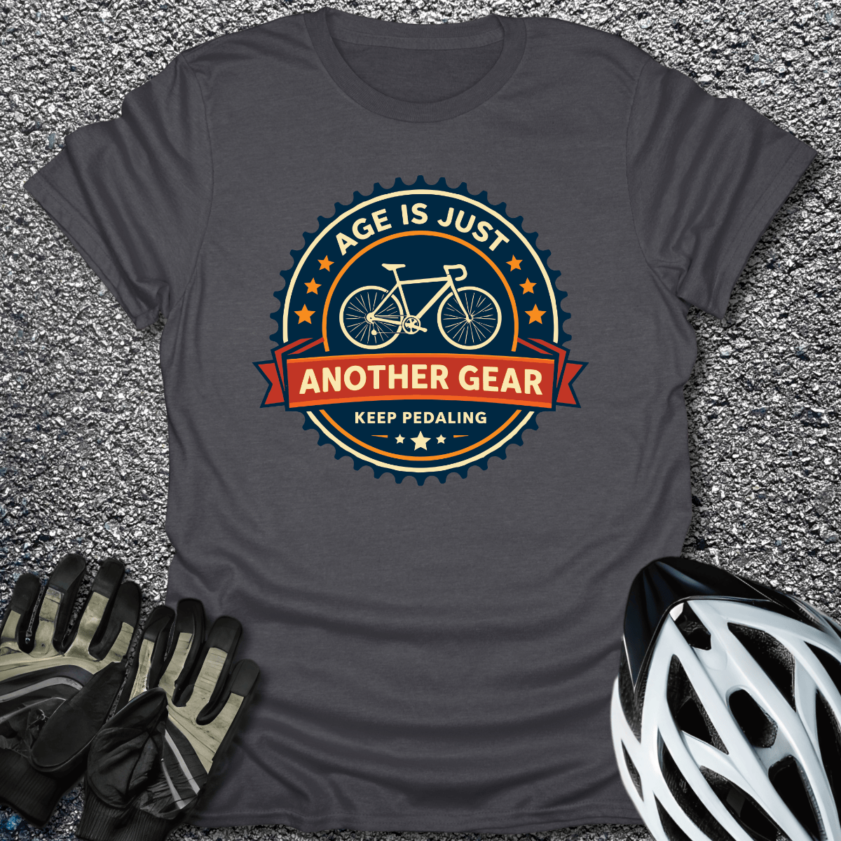Another Gear Badge T-Shirt in Dark Heather / S from CycleTees