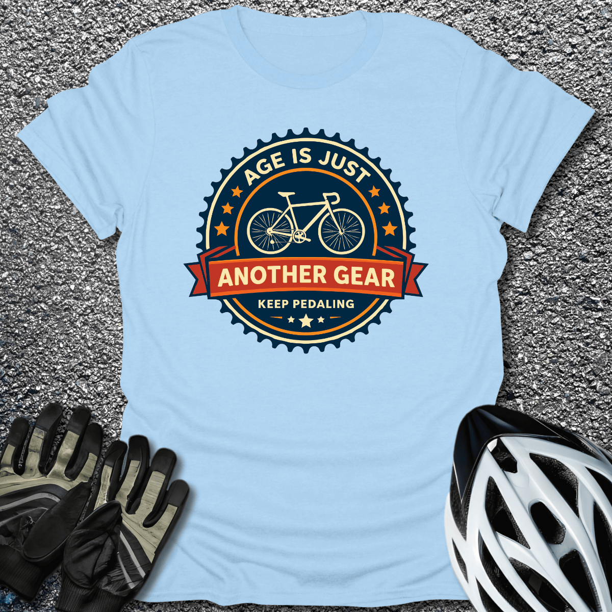Another Gear Badge T-Shirt in Light Blue / S from CycleTees