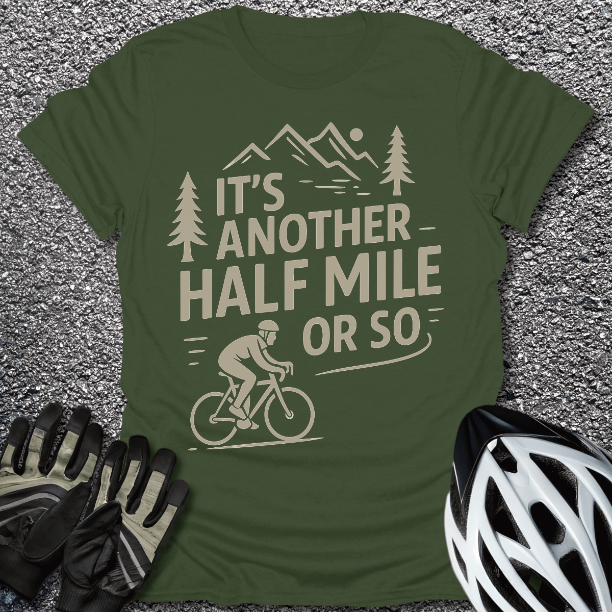 Another Half Mile T-Shirt in Military Green / S from CycleTees