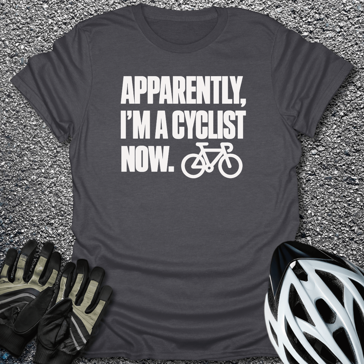 Apparently A Cyclist T-Shirt in Dark Heather / S from CycleTees