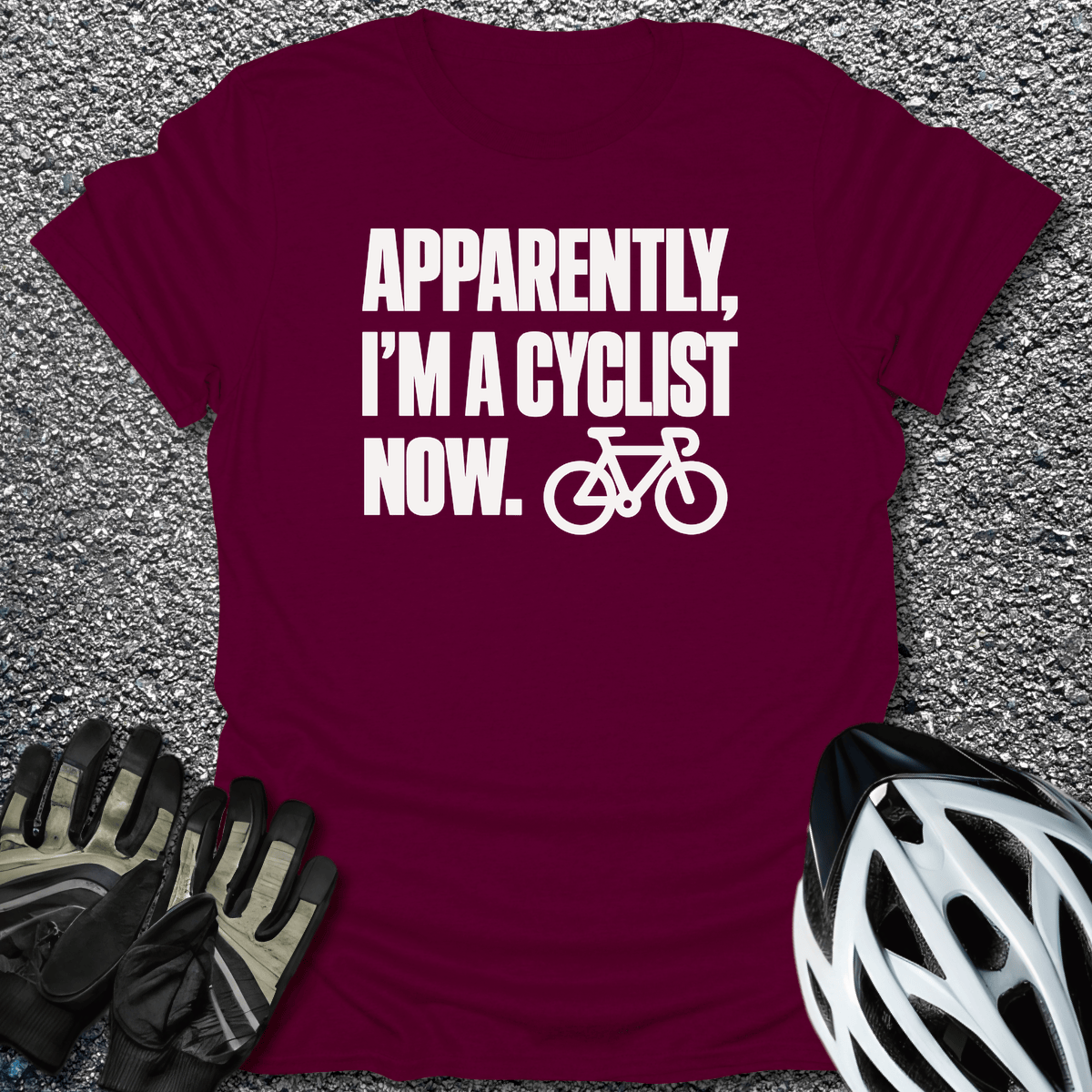 Apparently A Cyclist T-Shirt in Maroon / S from CycleTees