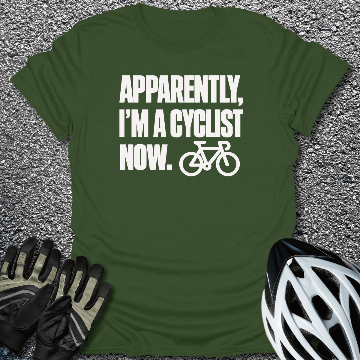 Apparently A Cyclist T-Shirt in Military Green / S from CycleTees