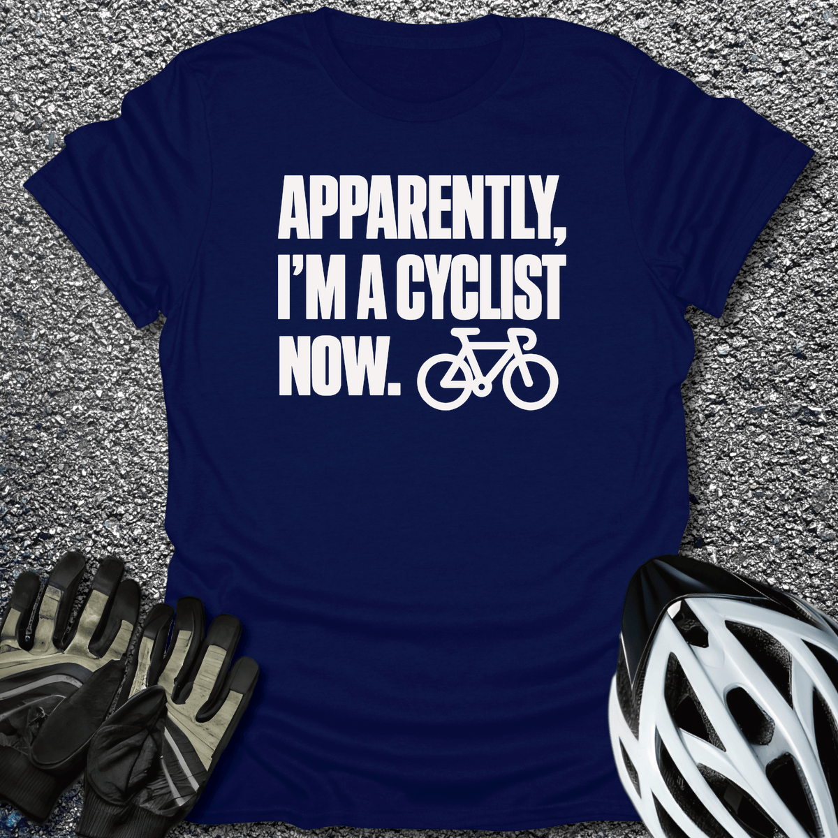 Apparently A Cyclist T-Shirt in Navy / S from CycleTees