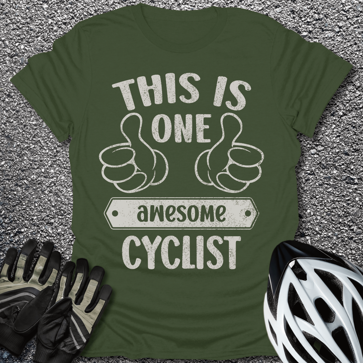 Awesome Cyclist T-Shirt in Military Green / S from CycleTees