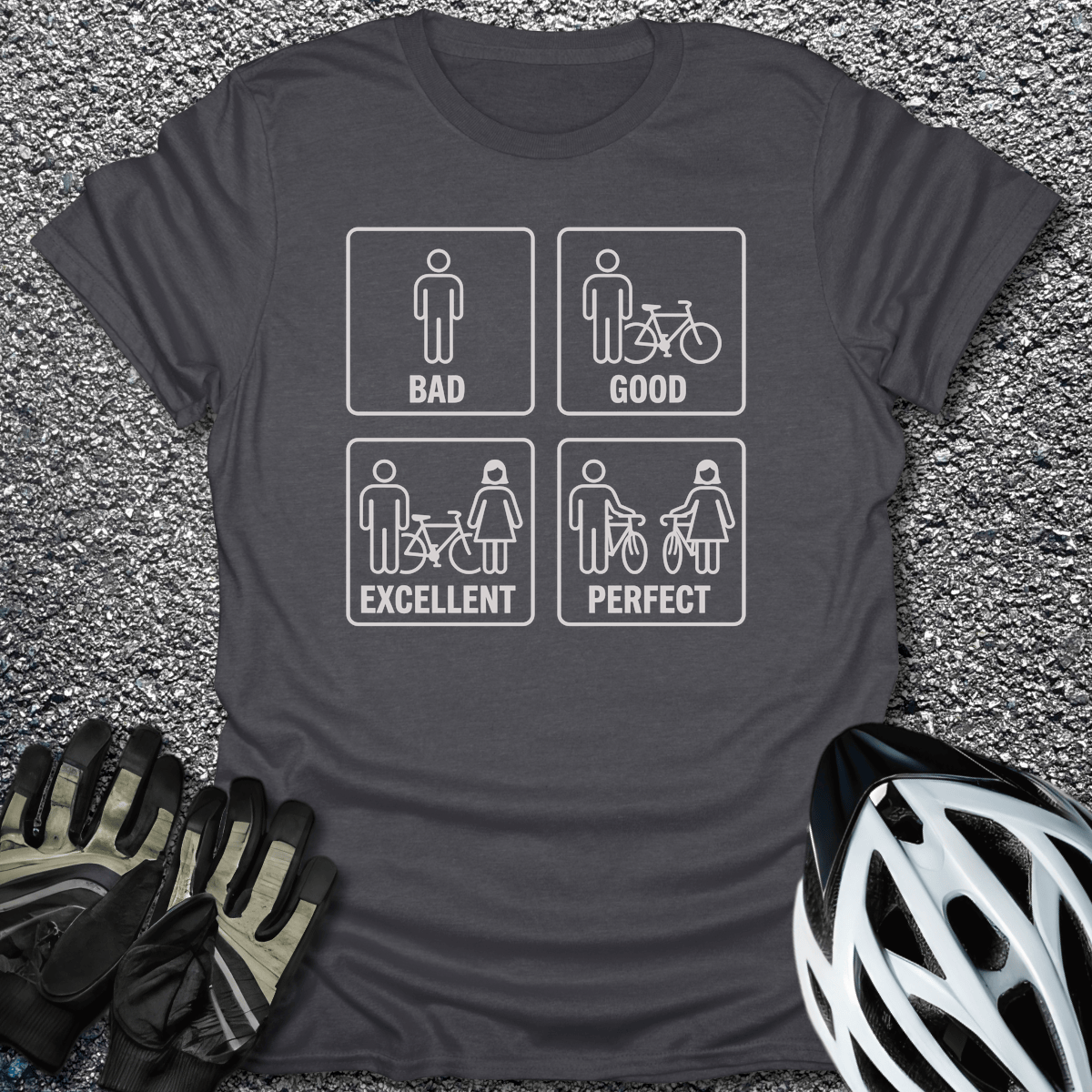 Bad to Perfect T-Shirt in Dark Heather / S from CycleTees