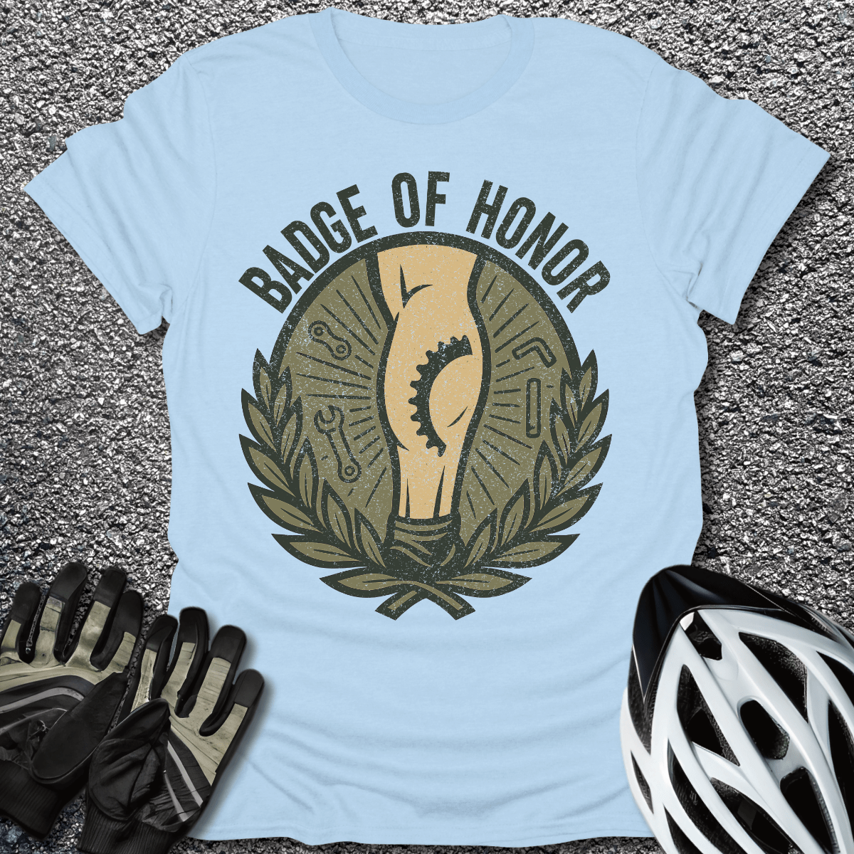 Badge of Honor T-Shirt in Light Blue / S from CycleTees