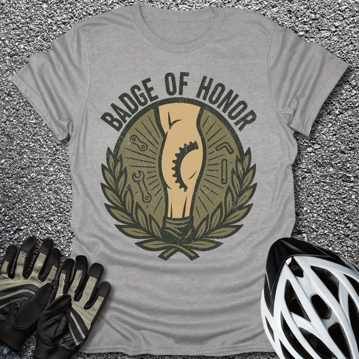 Badge of Honor T-Shirt in Sport Grey / S from CycleTees