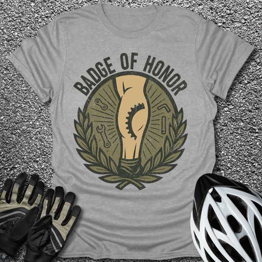 Badge of Honor T-Shirt in Sport Grey / S from CycleTees