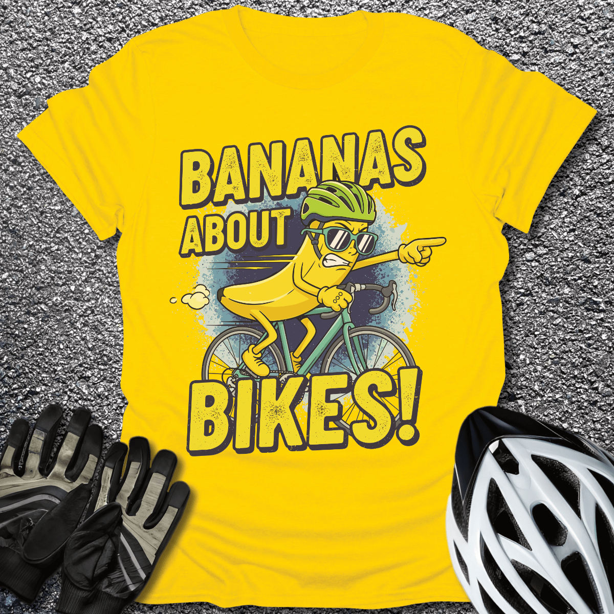 Bananas About Bikes T-Shirt in Daisy / S from CycleTees