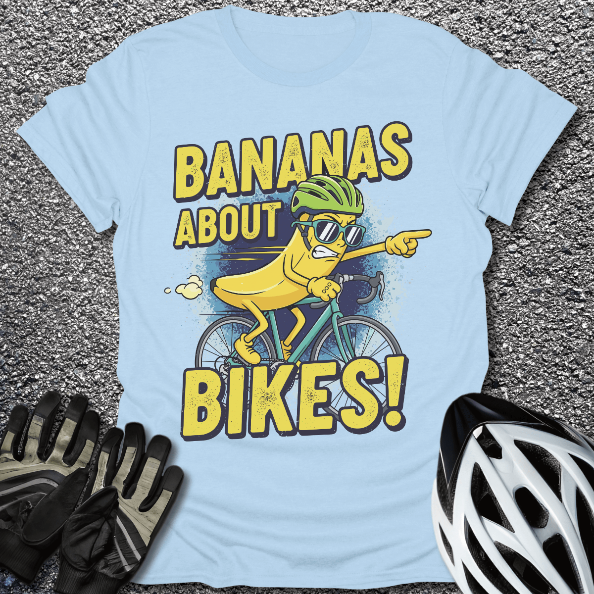 Bananas About Bikes T-Shirt in Light Blue / S from CycleTees