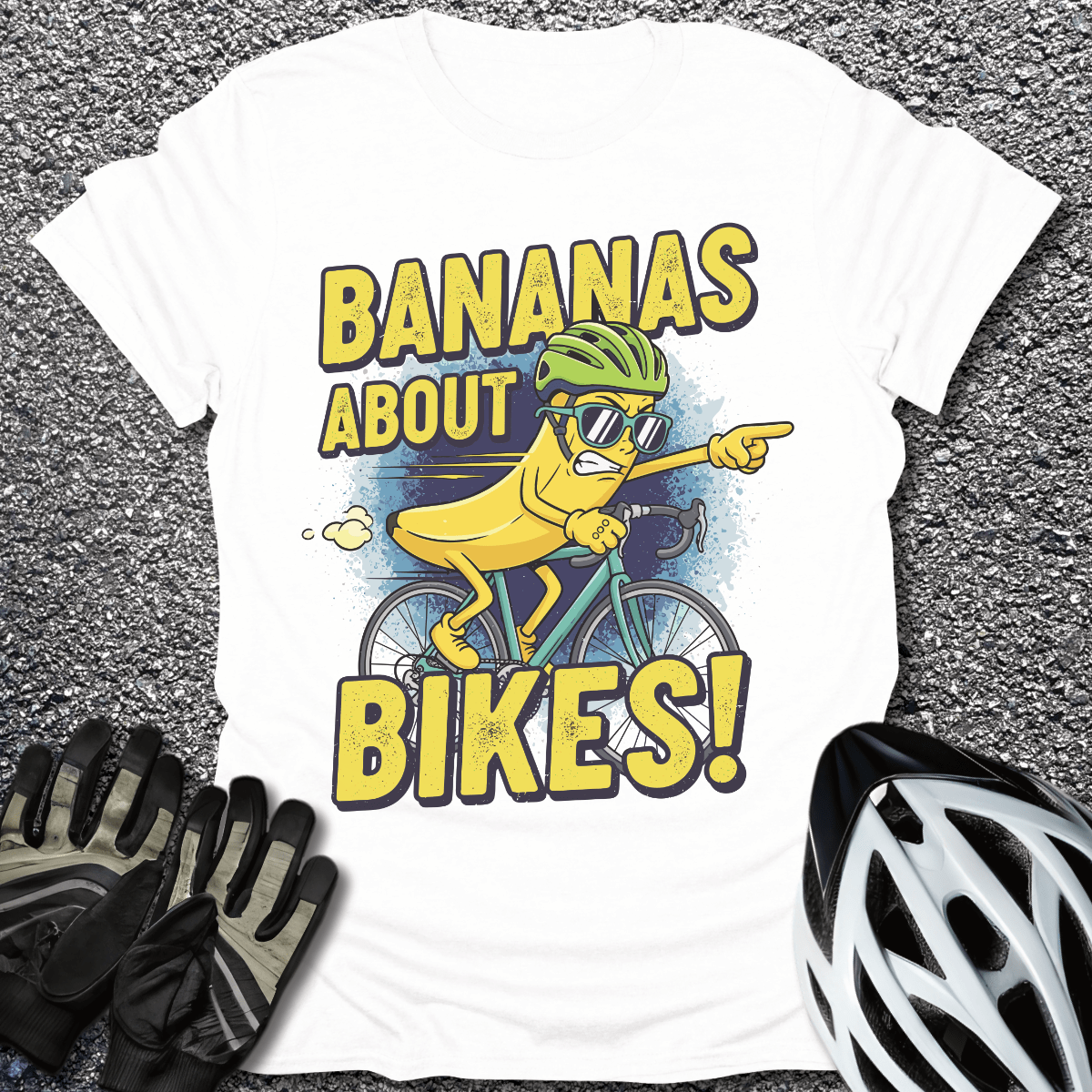 Bananas About Bikes T-Shirt in White / S from CycleTees